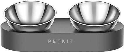 PETKIT CYBERTAIL Cuenco Elevado e Inclinado de Acero Inoxidable, Cuenco de alimentación Antideslizante sin derrames, para Gatos y Perros pequeños